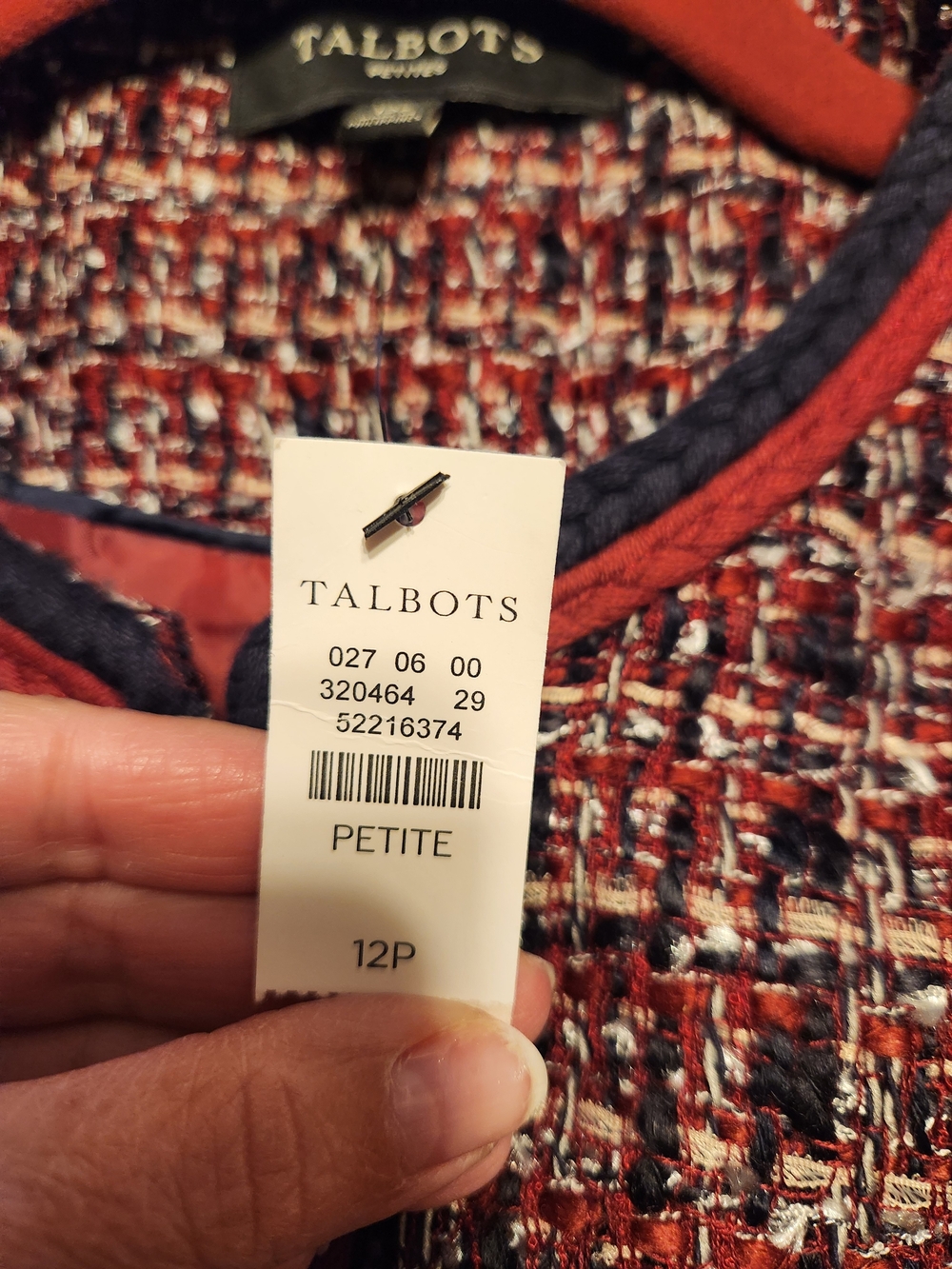 Talbots Burgundy Multi Tweed Collarless Jacket - Picture 6 of 8
